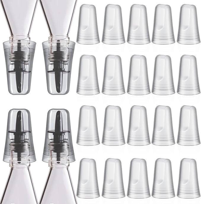 Chengu 36 Pieces Liquor Bottle Toppers for Liquor Pour Bottle Covers Universal Pour Dispenser Bar Dust Translucent Rubber Spout Covers for Home Kitchen Tools Supplies