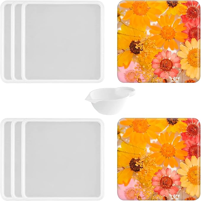 2 PCS Thickened Coaster Resin Mold, 7.5 Inches & 5.5 Inches Silicone Mold for Epoxy Resin Casting, DIY Coasters, Bowl Mats, Candle Holders, Home Decoration