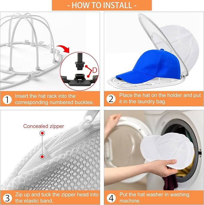 Hat Washer Cage Hat Cleaner for Baseball Caps Fit for Adults and Kids Hats, White