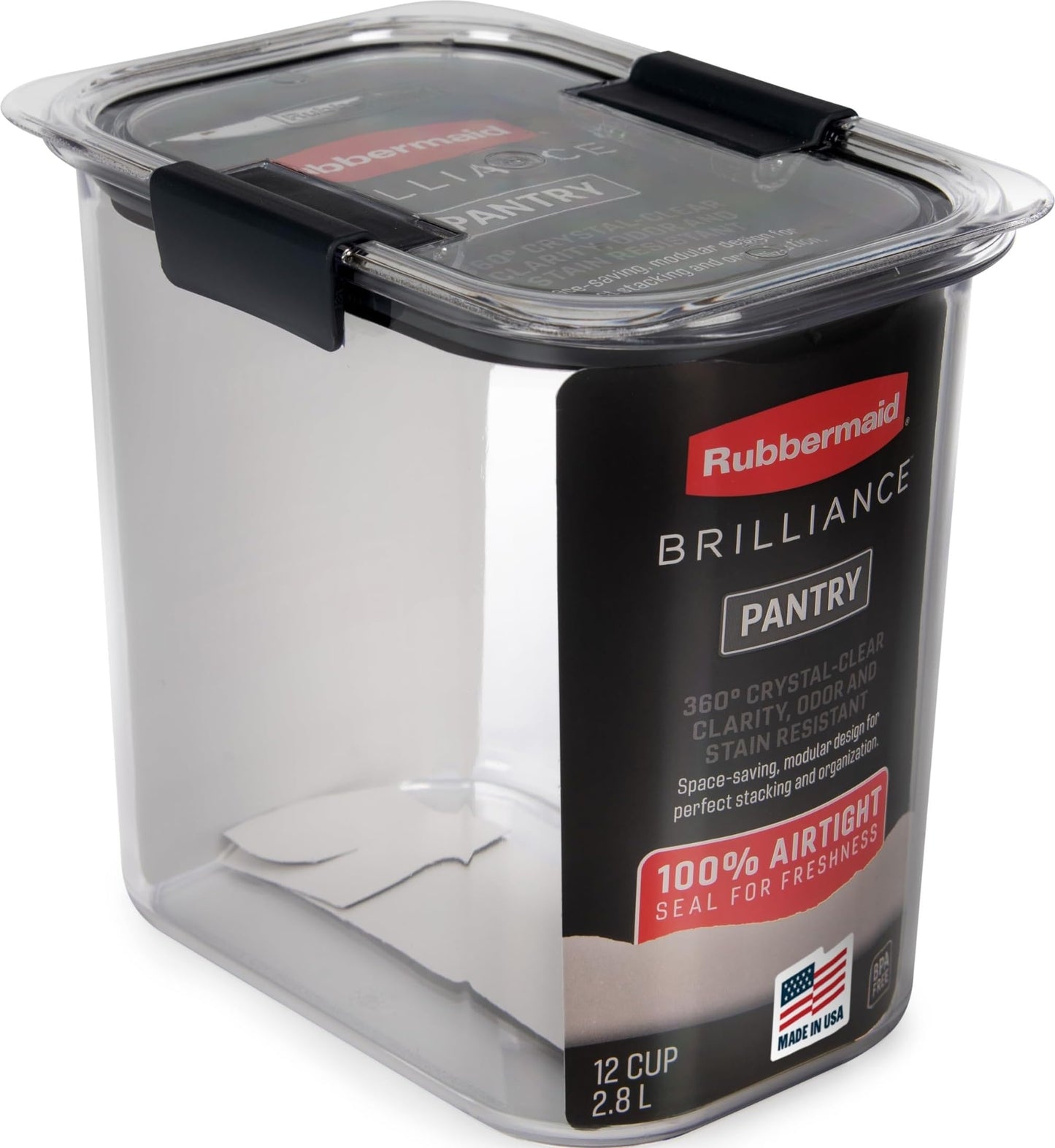 Rubbermaid Brilliance Pantry Food Storage Containers, Set of 4 (8 Pieces), BPA-Free, Clear, Airtight