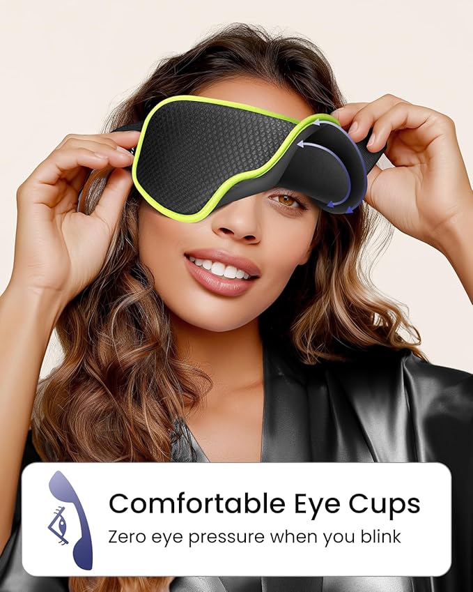 WAOAW Sleep Mask for Men Women: Blackout Eye Masks for Sleep - 3D Breathable Soft Comfortable Eye Mask for Travel - Adjustable Light Blocking Night Masks for Sleeping