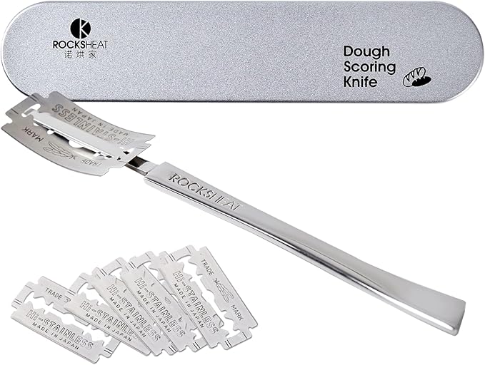 ROCKSHEAT Bread Lame Set with Blade Cover, Two Scoring Knifes with 5 Feather Blades, Dough Scoring Tool for Bread Baking, Sourdough Scoring Tool Dexterous-Cut Series Lame Bread Tool (LUNA & ELEGANT)