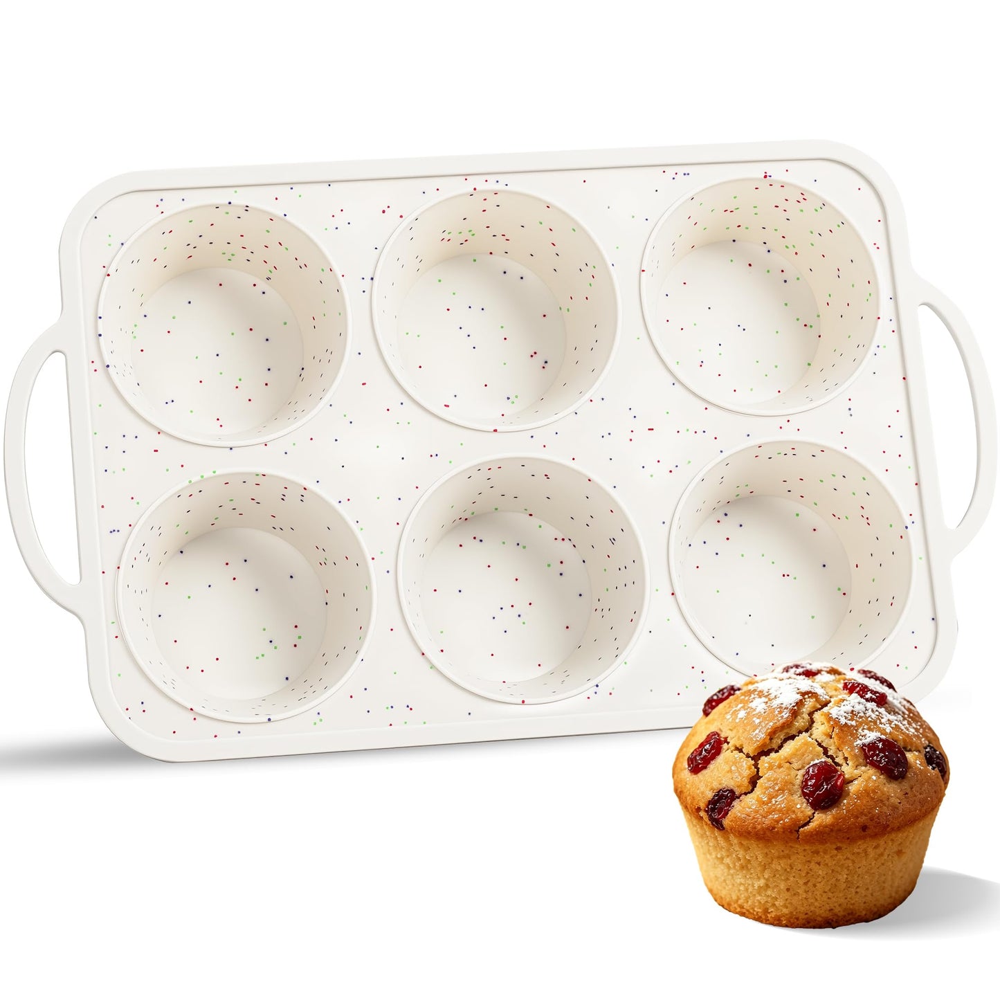 AOTASO 6 Cup Jumbo Muffin Pan for Baking with Metal Frame Nonstick