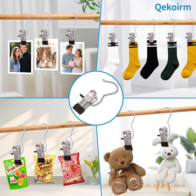 30 Pack Heavy Hanger Clips for Closet, Laundry Hooks Hanging Clips with, Clothespin for Clothes Pants,Clothes Pins Multi-Purpose Clip Big Hangers & Pants Clip Hangers for Hats Socks Towels Travel