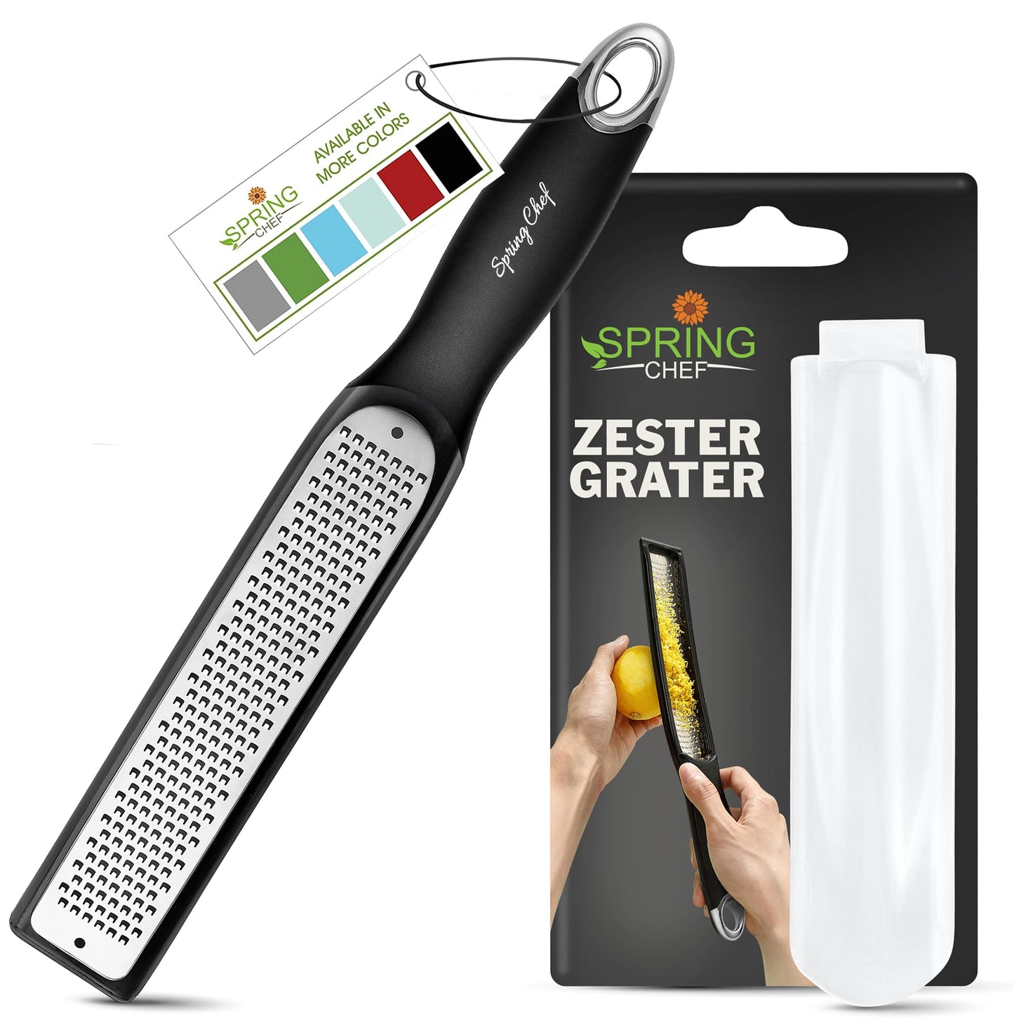 Spring Chef Stainless Steel Lemon Zester - Garlic & Ginger Grater - Green
