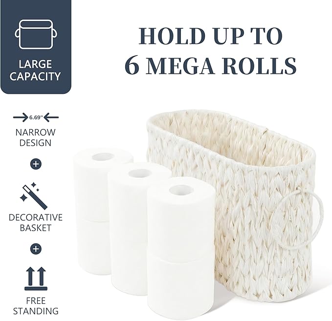 Toilet Paper Basket,Boho Decorative Toilet Paper Storage,Large Wicker Basket for Bathroom Storage,Free Standing