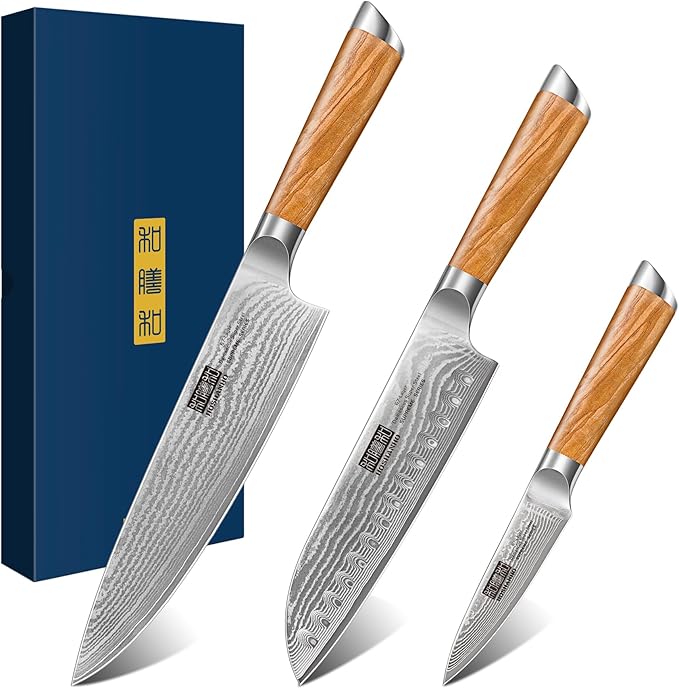 HOSHANHO Damascus Kitchen Knife Set 5PCS, Sharp Chef Knives Ergonomic Grip