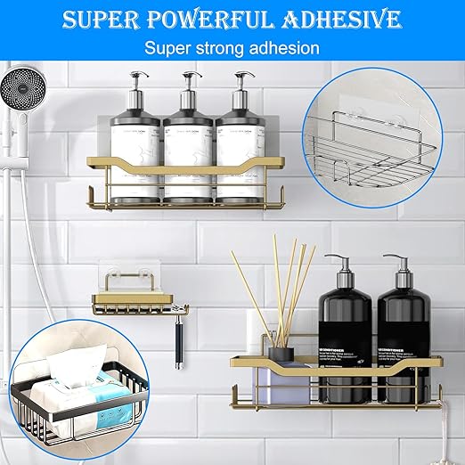 Shower Shelves Adhesive Replacement,10PCS Strong Adhesive Duty Waterproof Transparent PC Material, No Drill Needed Holds 45 lbs for Shower Shelves Bathroom Organizers Kitchen Racks