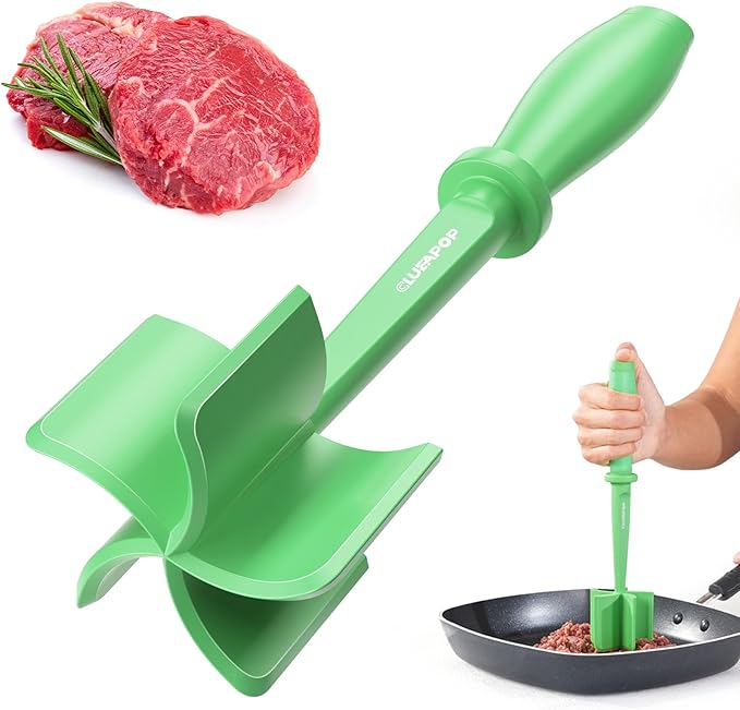 CLUEAPOP Heat Resistant Nylon Meat Chopper and Potato Masher, Safe for Non-Stick Cookware, 11-Inch,Heat Resistant Meat Masher for Hamburger Meat, Ground Beef Smasher, Potato Masher Tool
