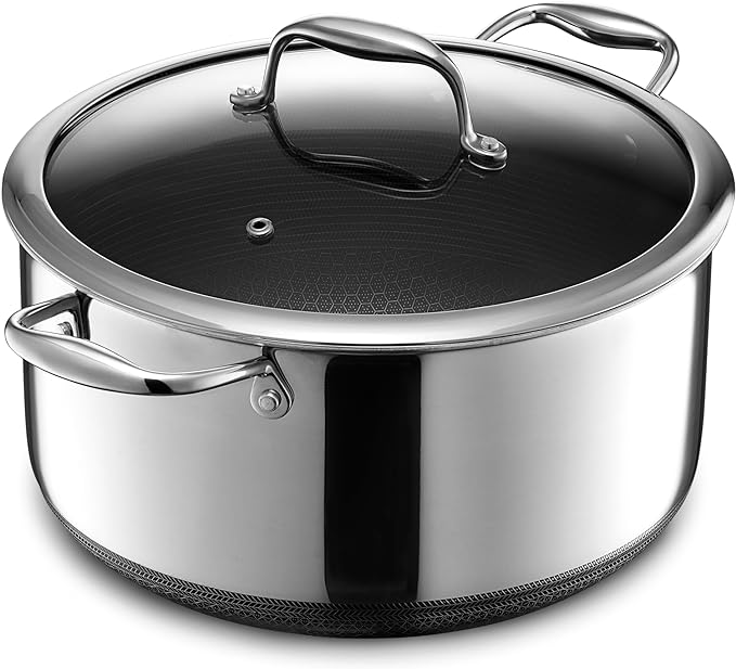 HexClad 6.5QT Hybrid Nonstick Braiser Dutch Oven with Lid, Induction Ready