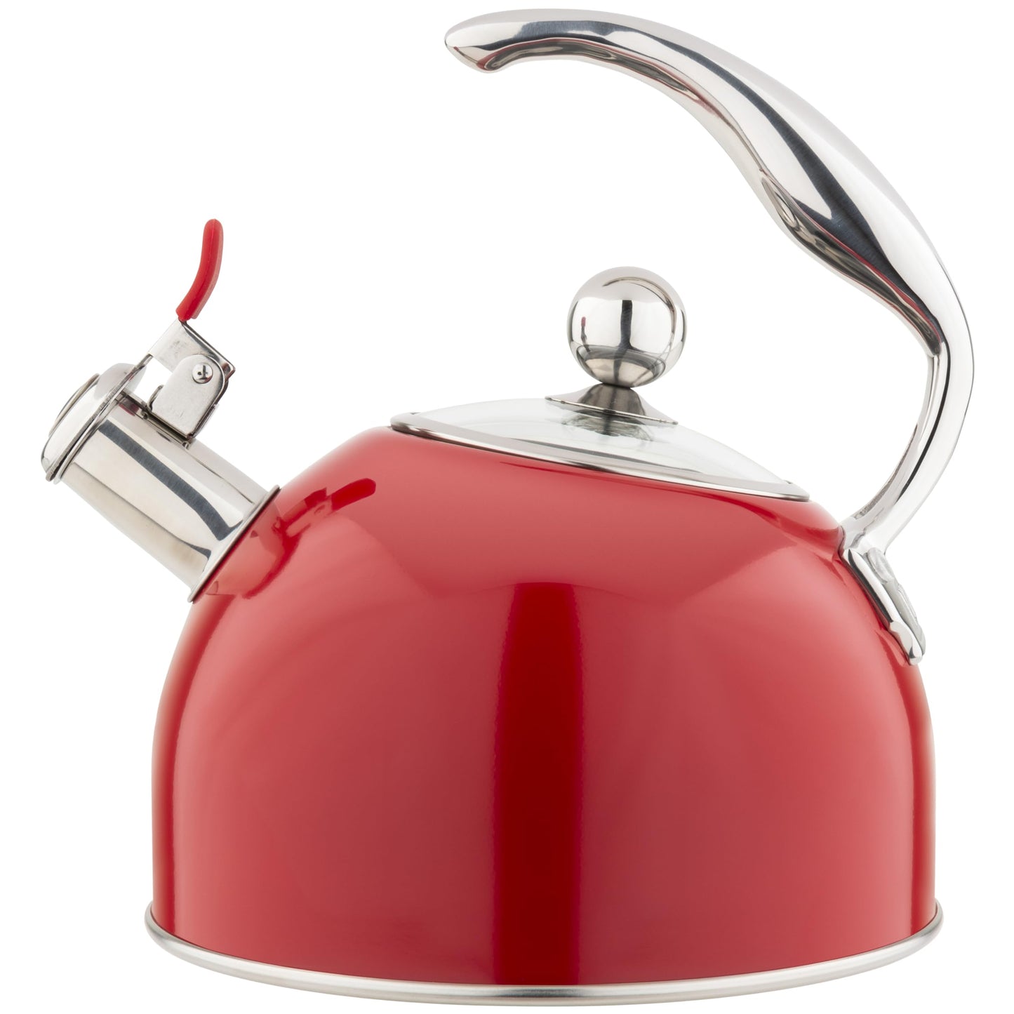 Viking 3-Ply Stainless Steel Tea Kettle, 2.6 Quart Stovetop Hot Water Pot with Tempered Glass Lid, Ergonomic Handle, Induction Ready, Mirror Finish