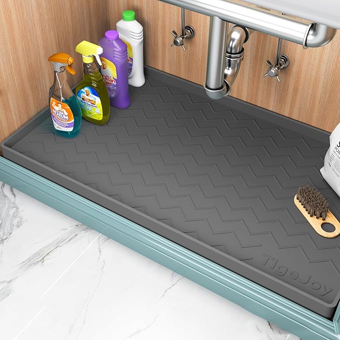 TigeJoy 40" x 22" Under Sink Mats for Kitchen Waterproof, Leak-Proof Silicone Mat Sink Protector and Cabinet Liner, Kitchen Essentials Organizer and Storage, Boot or Shoe Tray, Pet Feeding Mat