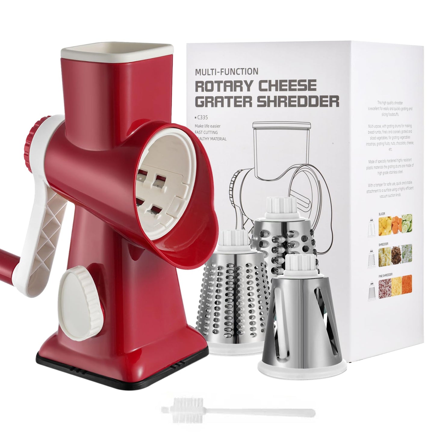 EDEFISY Cheese Grater Hand Crank Rotary Vegetables Shredder with Handle