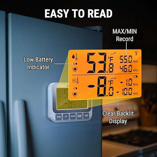 TempPro TempAir Wireless Freezer Fridge Thermometer with Alarm