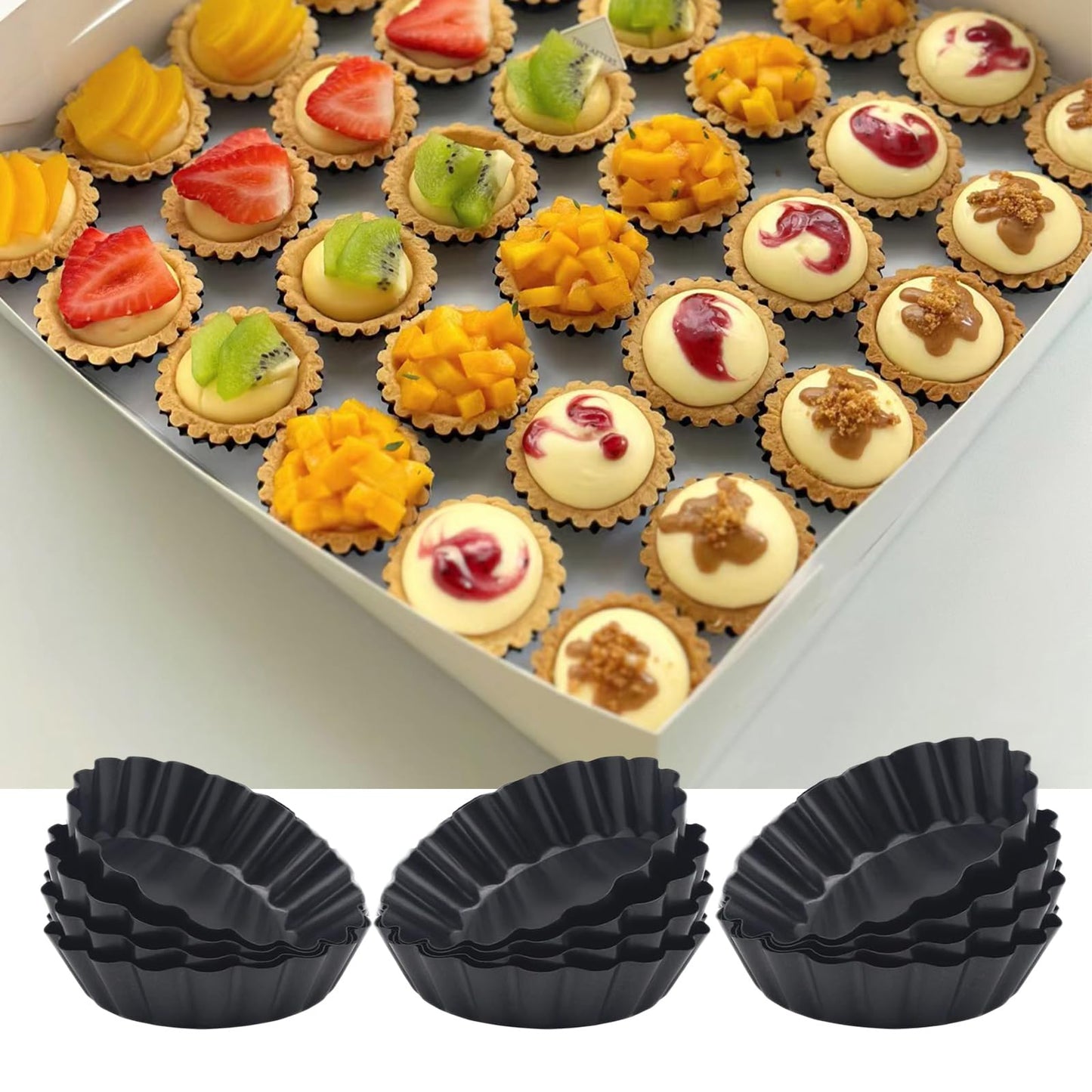 Yamteck 9.5*2.2 Inch Deep Tart Pan w/ Pie Cake Server. Removable Bottom, Non-Stick Coating, Rugged Carbon Steel for Tart Quiche Baking. Gift for Women Wife Christmas Thanksgiving Party Festival Family