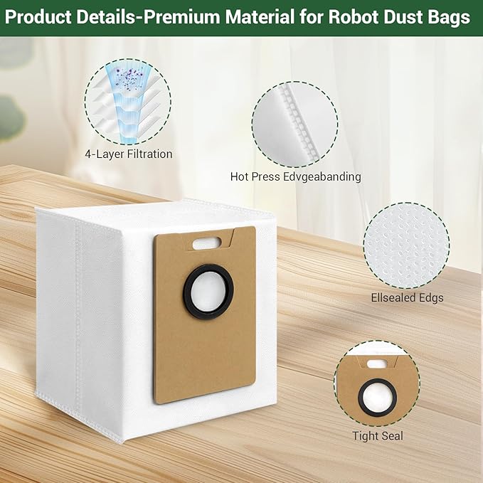 Bluevisk 14 Pack RV30 Max Plus Dust Bags Compatible with Tapo RV30 Max Plus RV20 Max Plus Robot Vacuum Bags 3L Large Capacity Heavy Duty Bags for Home Vacuum