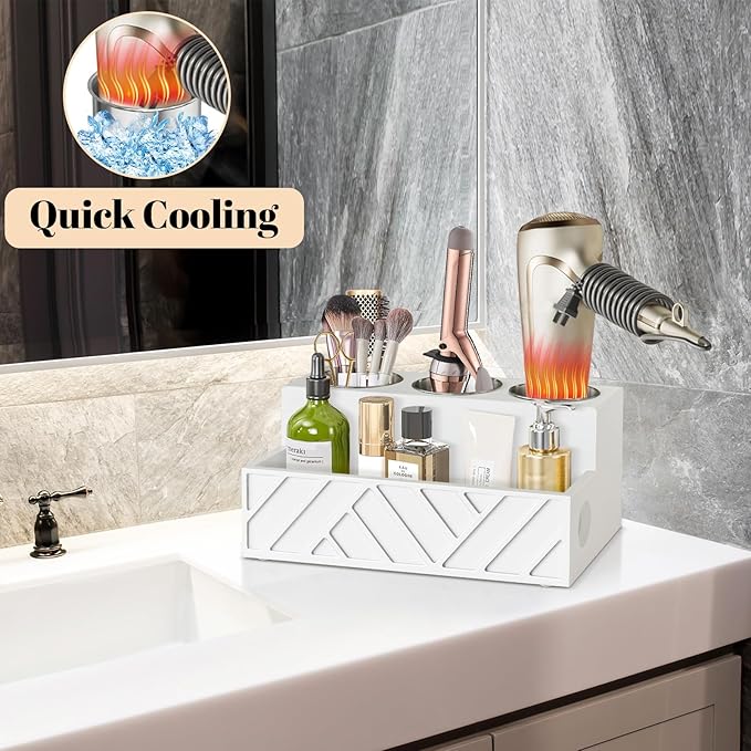 Hair Tool Organizer, Hair Dryer Holder Wall Mounted, Bathroom Countertop Organizer for Bathroom Accessories, Blow Dryer Organizer for Curling Iron, Hair Styling Tools, Vanity Organizer for Makeup