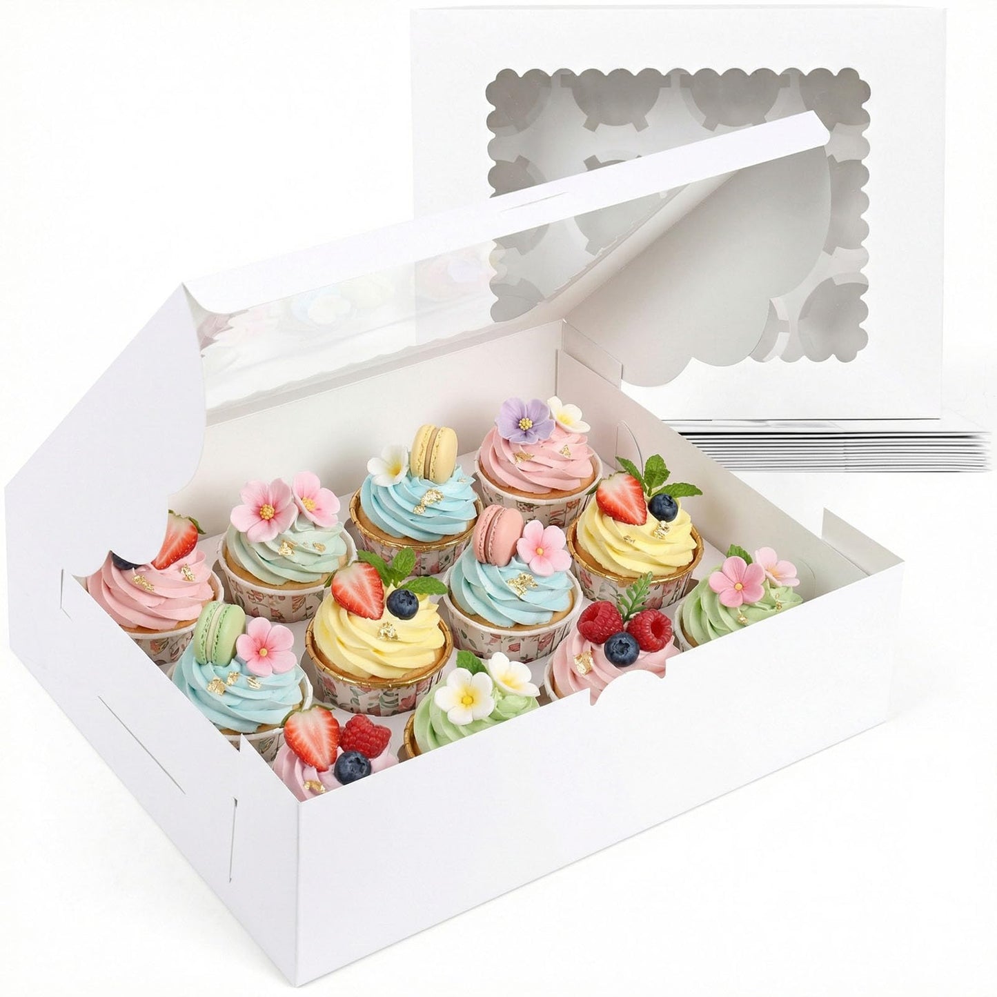 VGOODALL 6 PCS Cupcake Containers, 12 Count Cupcake Holders with Window