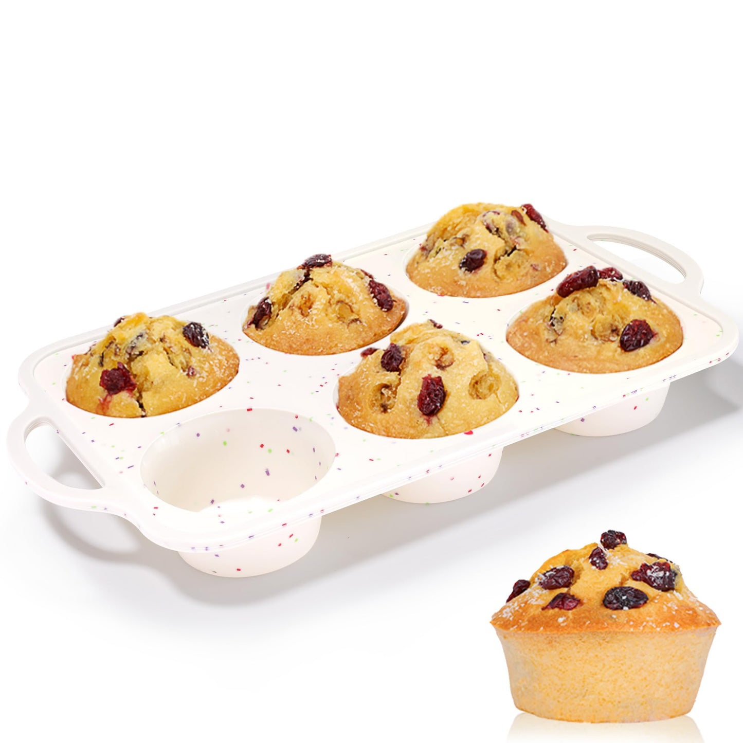CAKETIME Silicone Muffin Pans for Baking, Metal Reinforced Frame Jumbo 6 Cups & Mini 24 Cups Cupcake Pan Nonstick Muffin Pan for Homemade Baking Easy to Handle