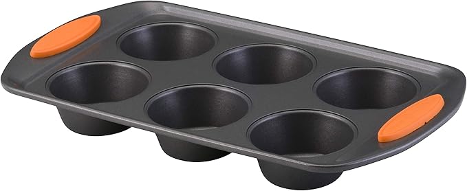 Rachael Ray Yum -o! Nonstick Bakeware 12-Cup Muffin Tin With Grips / Nonstick Cupcake Tin With Grips - 12 Cup, Gray