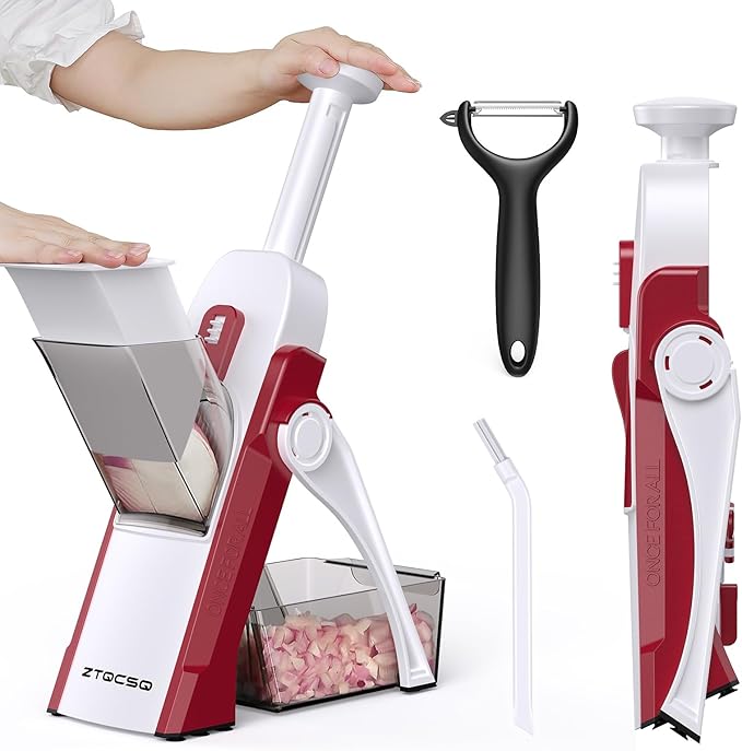 5 in 1 Safe Vegetable Mandoline Slicer for Kitchen, Adjustable Thickness