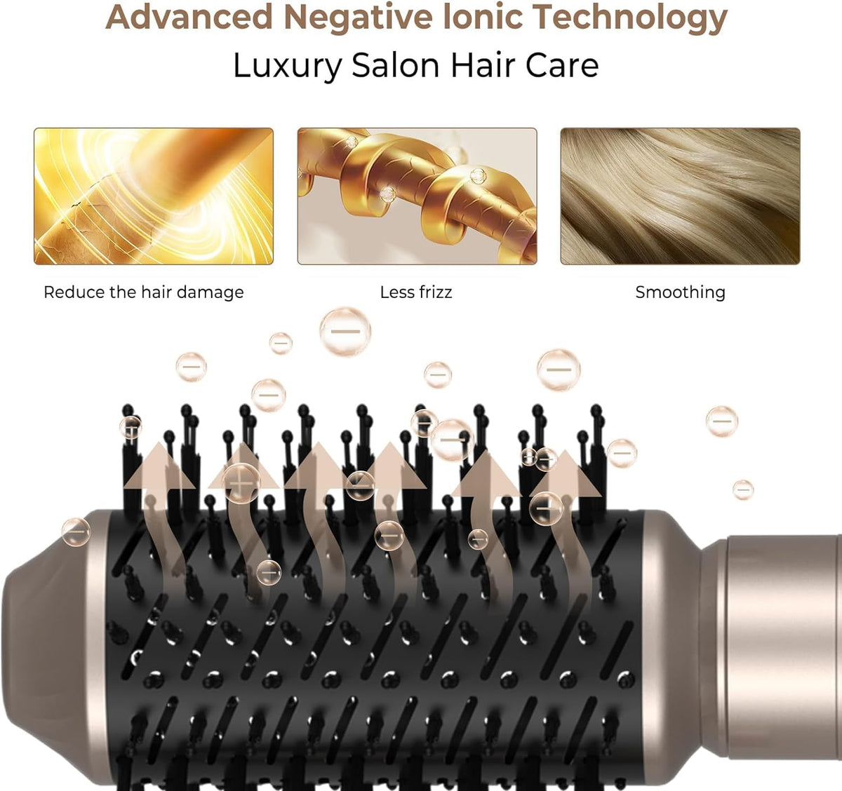 Yitrust 6 in 1 Blow Dryer Brush 60000RPM Hair Dryer Brush Detachable Air Curler Wrap Styler Professional Hot Air Brush Round Brush Blow Dryer Hair Styling Tools (Silver)
