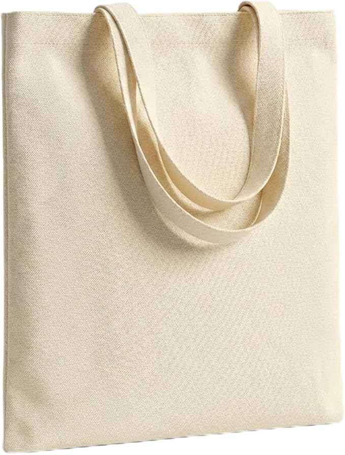 MOLOVA 1-6 Pack Available Premium Canvas Reusable Tote Gift Bags,Made of Natural Canvas with Handle,Work,DIY,Shopping(1 Pack,Natural)