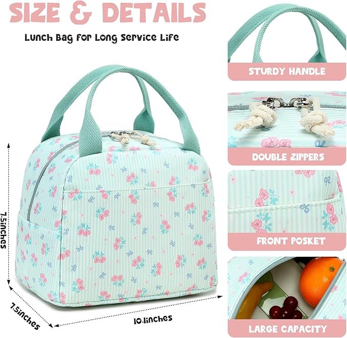 Bluboon Lunch Box for Women Cute Lunch Bag Reusable Insulated Lunch Bags Large Capacity Lunchbox Cooler for Work Picnic or Travel