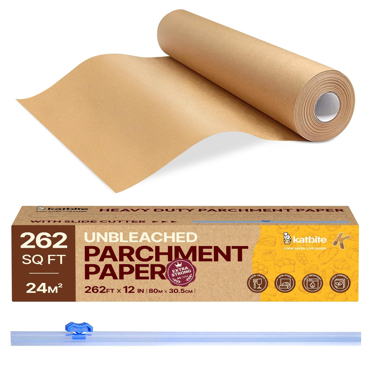 Katbite Heavy Duty Parchment Paper Roll, 15 in x 115 ft, 145 Sq Ft, White
