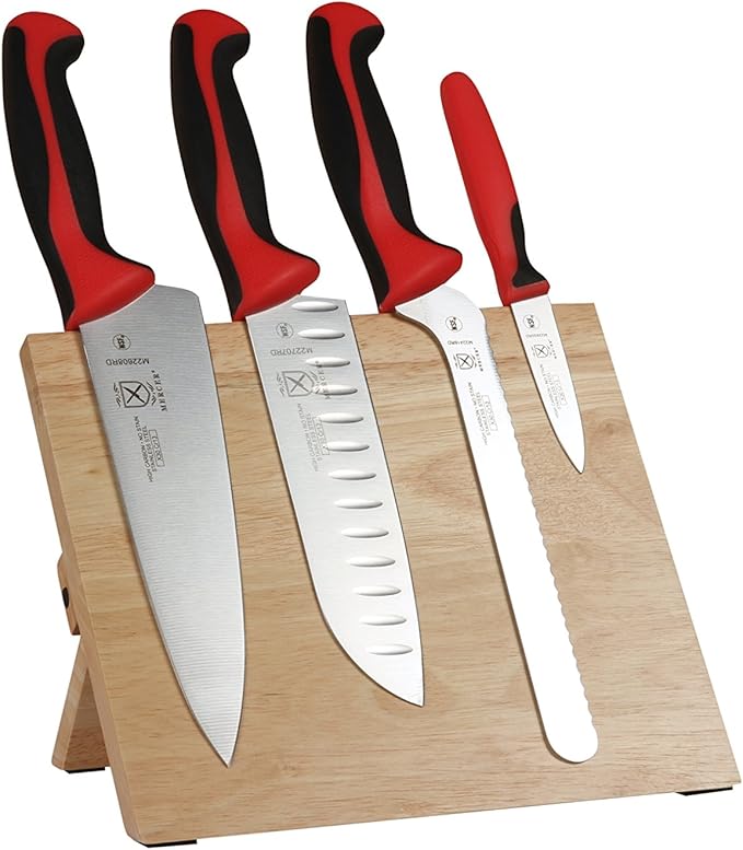 Mercer Culinary Millennia Colors 5-Piece Magnetic Board Set with Blue Handles, Bamboo, 16 x 8 x 18 inches