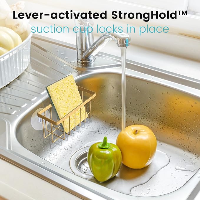 Gold Sponge Holder for Kitchen Sink,Kitchen Sink Sponge Holder,Sink Organizer(Gold)
