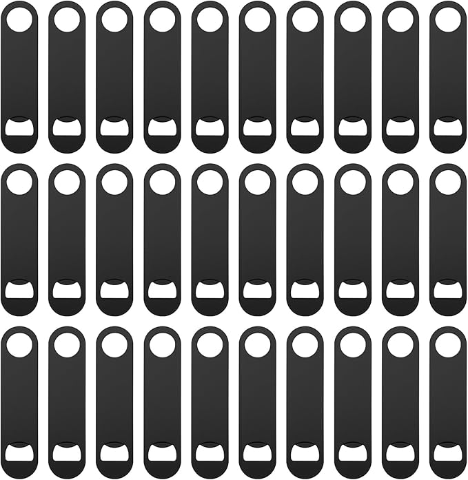 ZCYSRLQIN 30 Pcs Flat Bottle Opener 7 Inch Black Stainless Steel Beer bottle Openers Heavy Duty Bar Blade Solid Bottle Cap Opener Funny Bartender Bottle Opener for Kitchen Restaurant Party Supplies