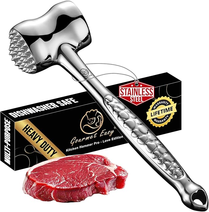 Gourmet Easy Meat Tenderizer Tool Love Heart Design, Lifetime Replacement
