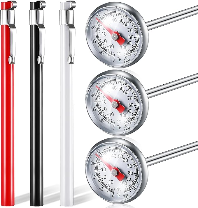 Xuhal 12 Pcs Stainless Steel Kitchen Dial Thermometer 5",Black