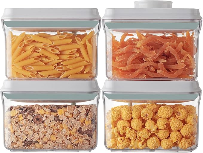 Ankou Airtight Food Storage Container with Pop Lid & 130ml Scoop, 4L/4.2qt *2 BPA-Free Cereal, Rice, Flour, Pasta & Snack Container, Stackable & Durable,Kitchen Pantry Organizer