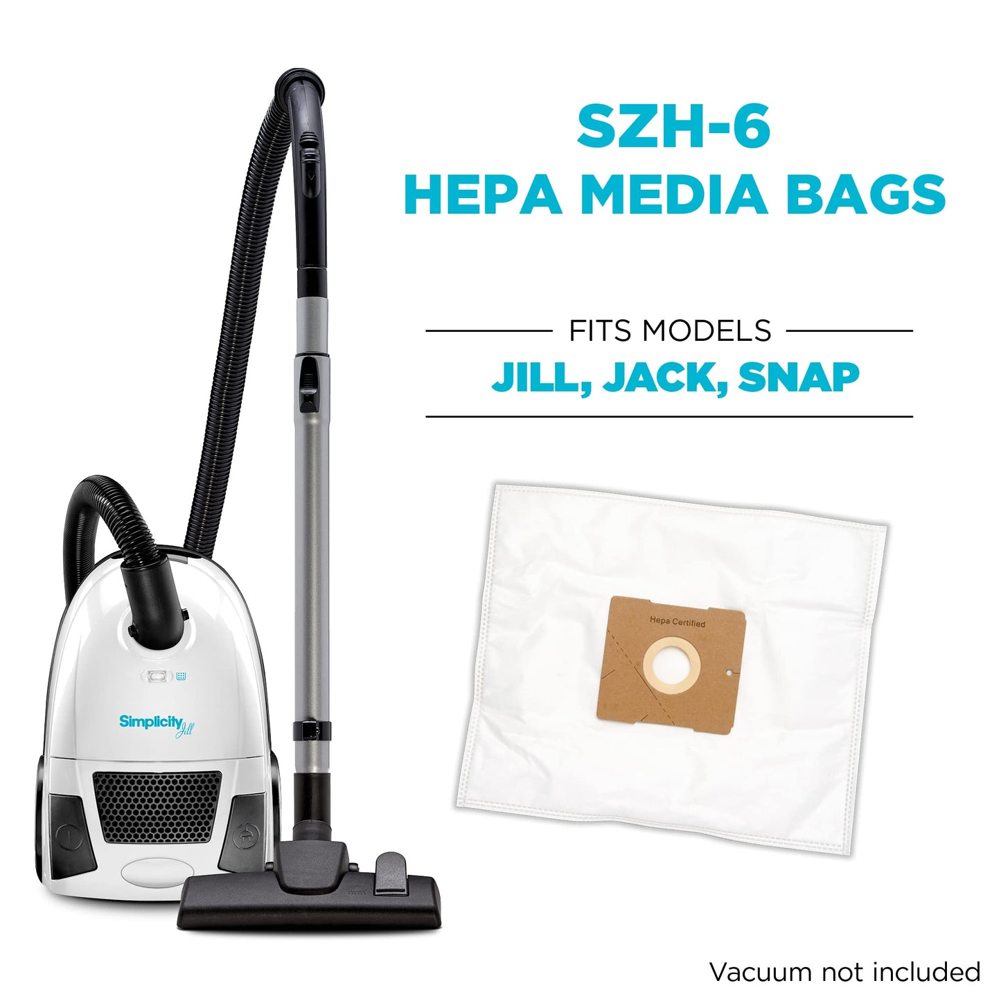 Simplicity Jill Vacuum Bags, Type Z, SZH-6 Replacement Bags, 6-pack Set