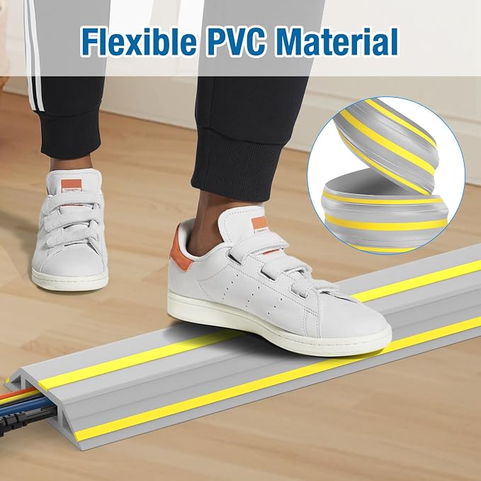 Eapele Floor Cable Cover Protector, Heavy Duty PVC Duct Easy to Unroll