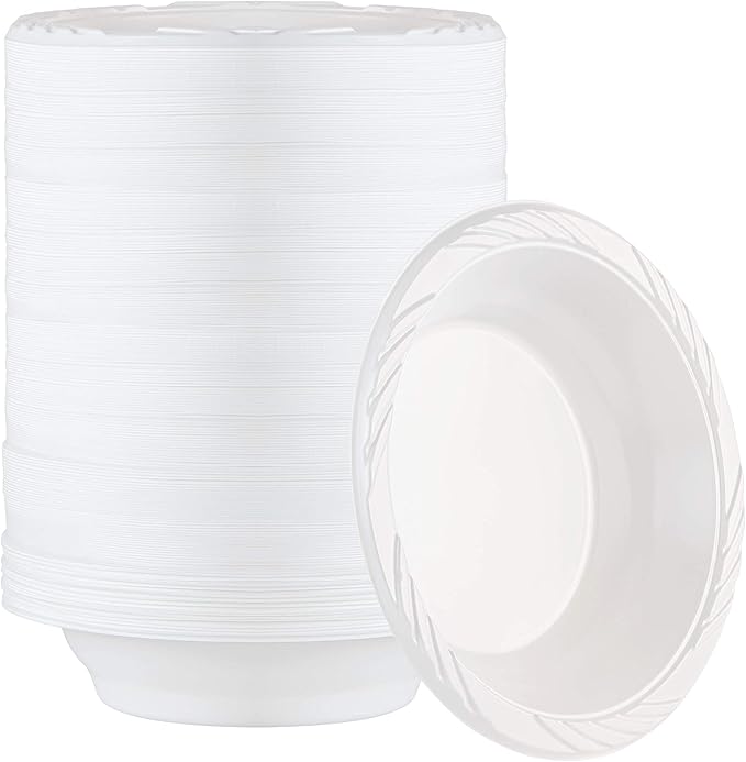 100 Count Disposable 6 Inch White Plastic Dessert Plates