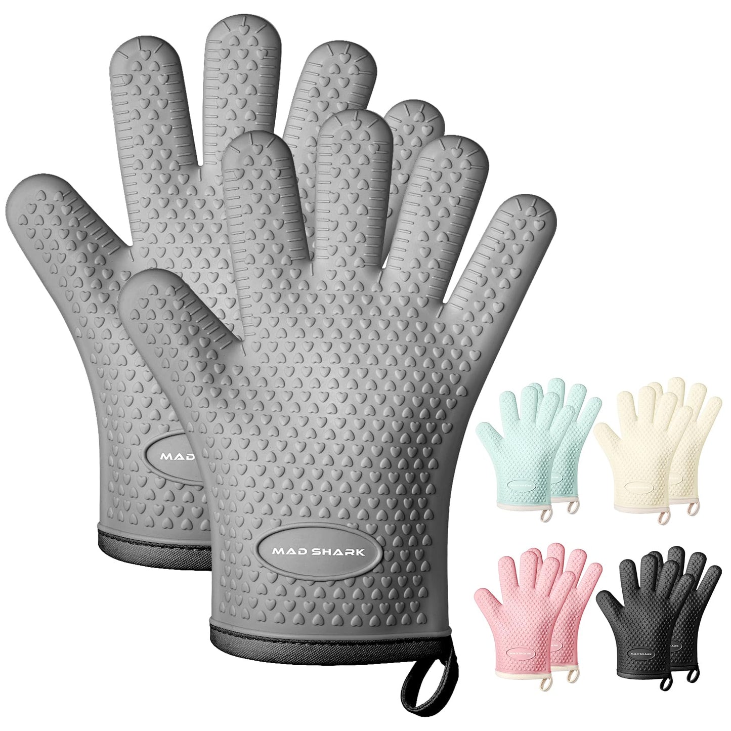MAD SHARK Silicone Oven Mitts with Fingers Heat Resistant 450°F in Kitchen