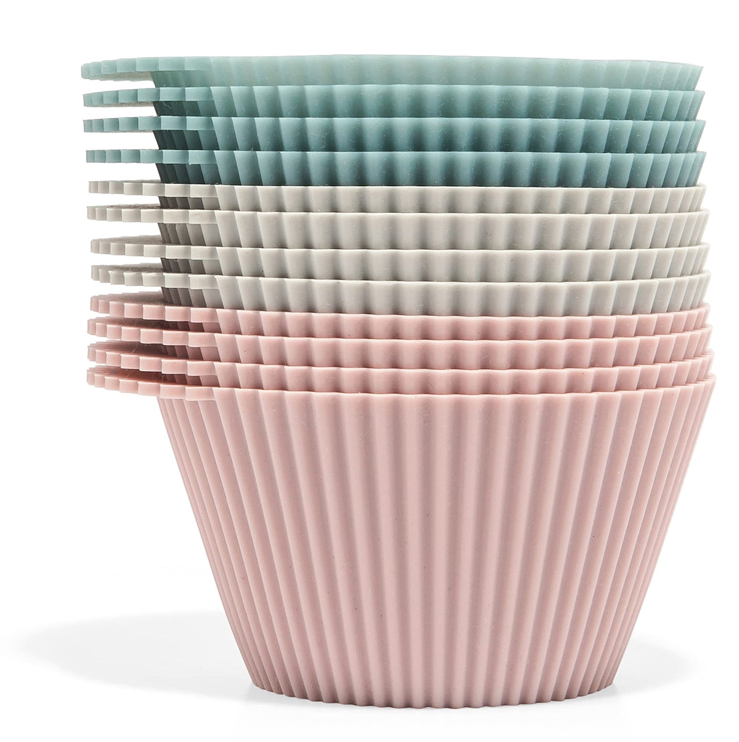 The Silicone Kitchen Reusable Silicone Bento Baking Cups, Non-Toxic, BPA Free, Dishwasher Safe Bento Box Accessories Lunch Box Dividers, Square and Rectangle, 24 Pack, Pink, Blue, Gray