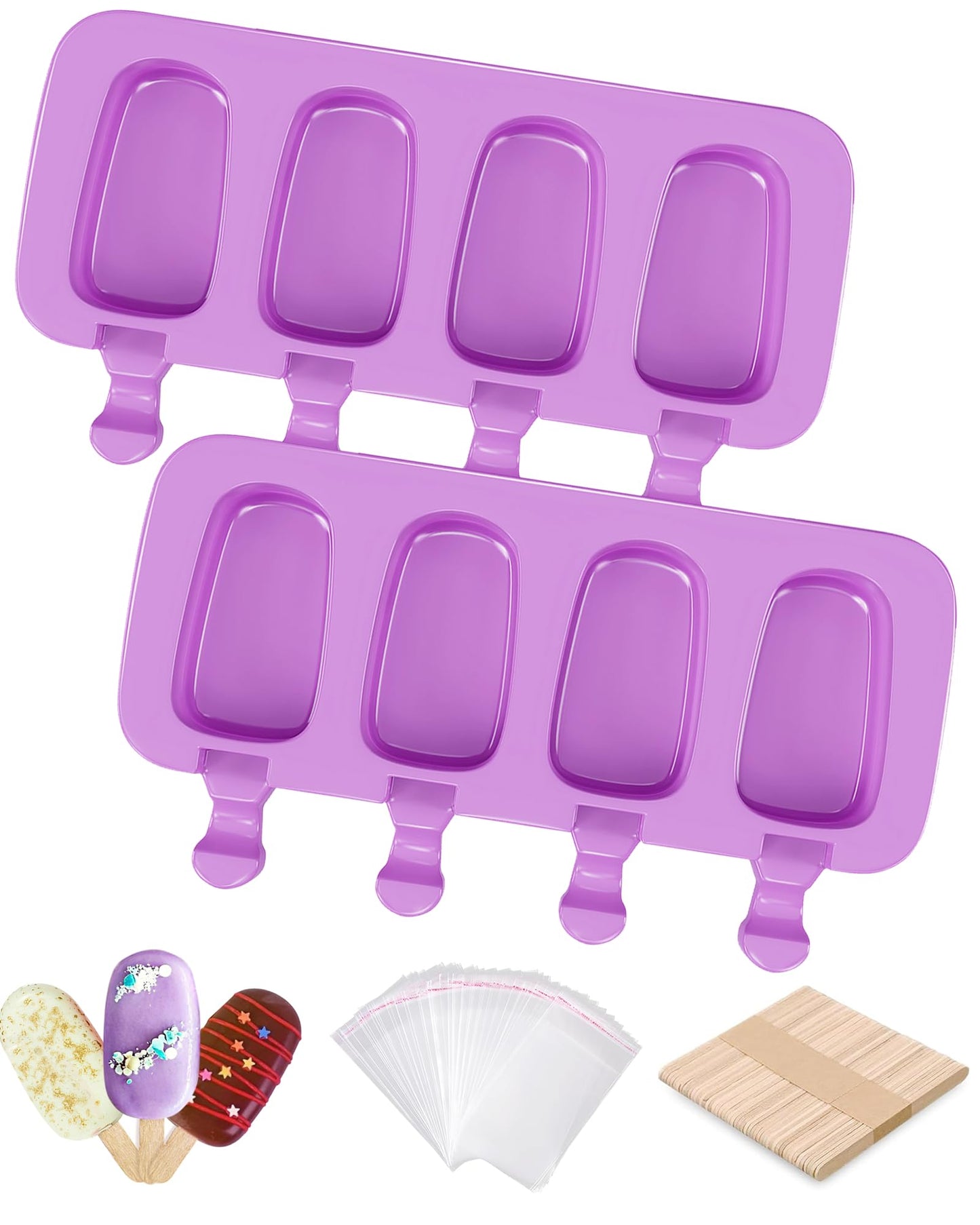 Ouddy Life Popsicle Molds Set of 2, Ice Pop Molds Silicone Cake Pop Mold