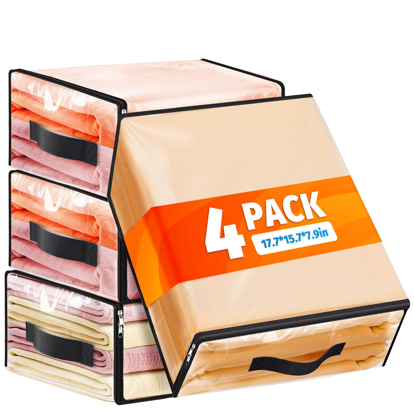 SpaceWhisper Clear Sheet Storage Bags, 6 Pack, 15.7 x 13.8 x 3.9 in