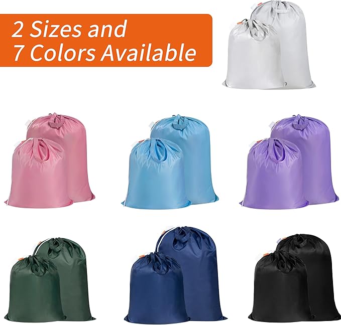 Polecasa Extra Heavy Duty Large Laundry Bag with Sturdy Handles and Drawstring Closure, 2 Pack 28 x 36 inches Durable Storage Bags for Basket, Hamper, College, Dorm, Travel, Silver
