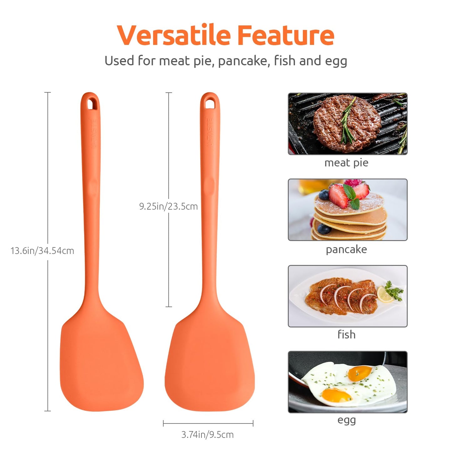 U-Taste Silicone Turner Cooking Spatula, 13.6" Long/3.7" Wide, Purple