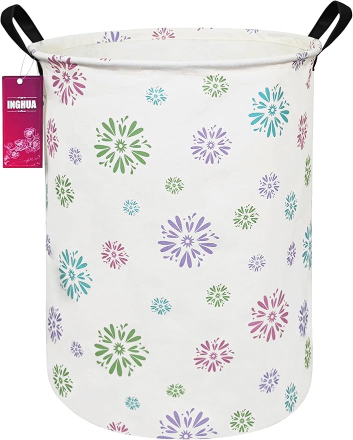 Laundry Hamper Large Canvas Fabric Lightweight Storage Basket/Toy Organizer/Dirty Clothes Collapsible Waterproof for College Dorms, Boys and Girls Bedroom,Bathroom(Colorful fireworks)