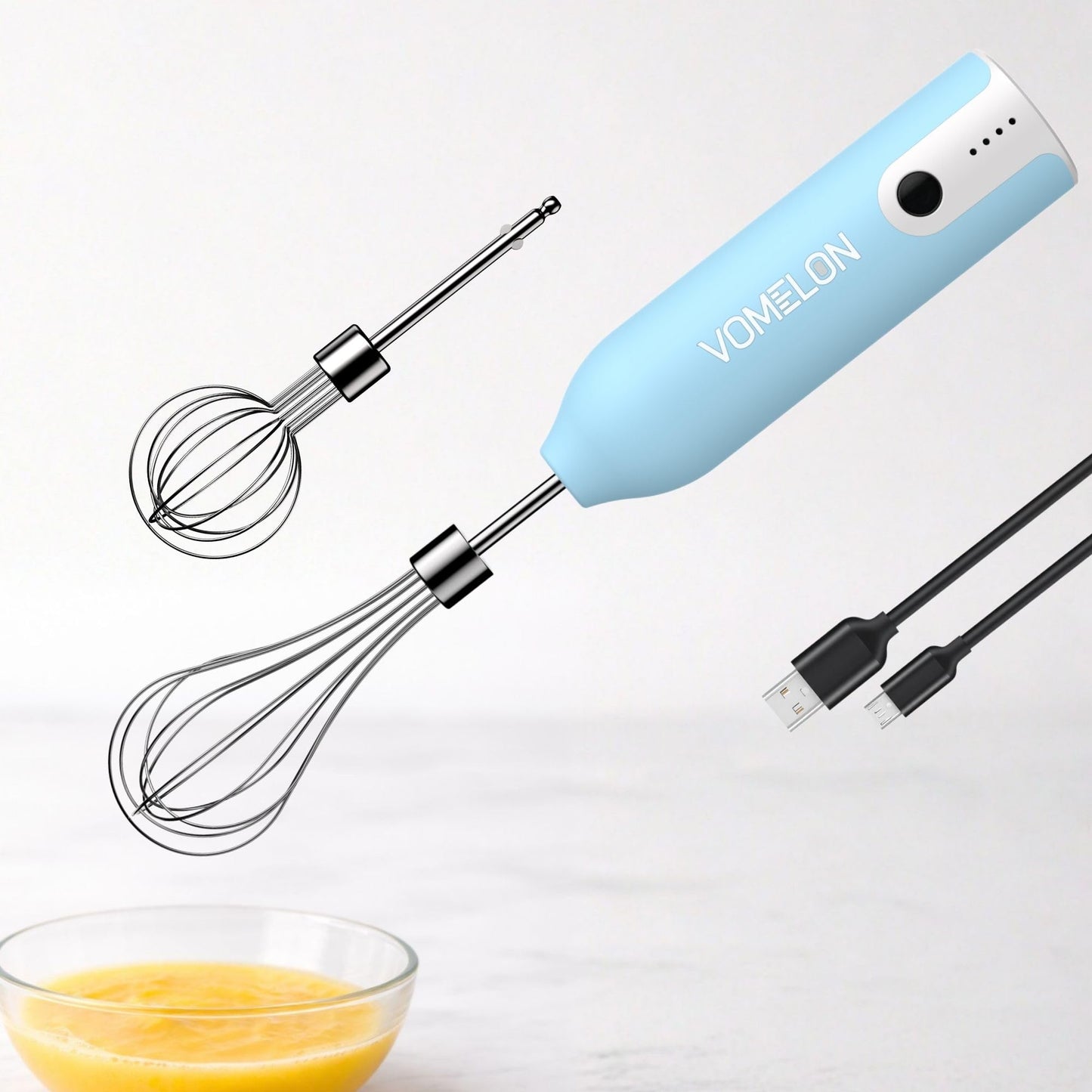 Egg Beater Whisk, Wireless Electric Multi-speed Control Rechargeable Batteries Balloon Whisk for Eggs, Milkshake Cream, Butter, Baby Food Fruits, Sauces and Soup for Kitchen,Camping,Party Gifts