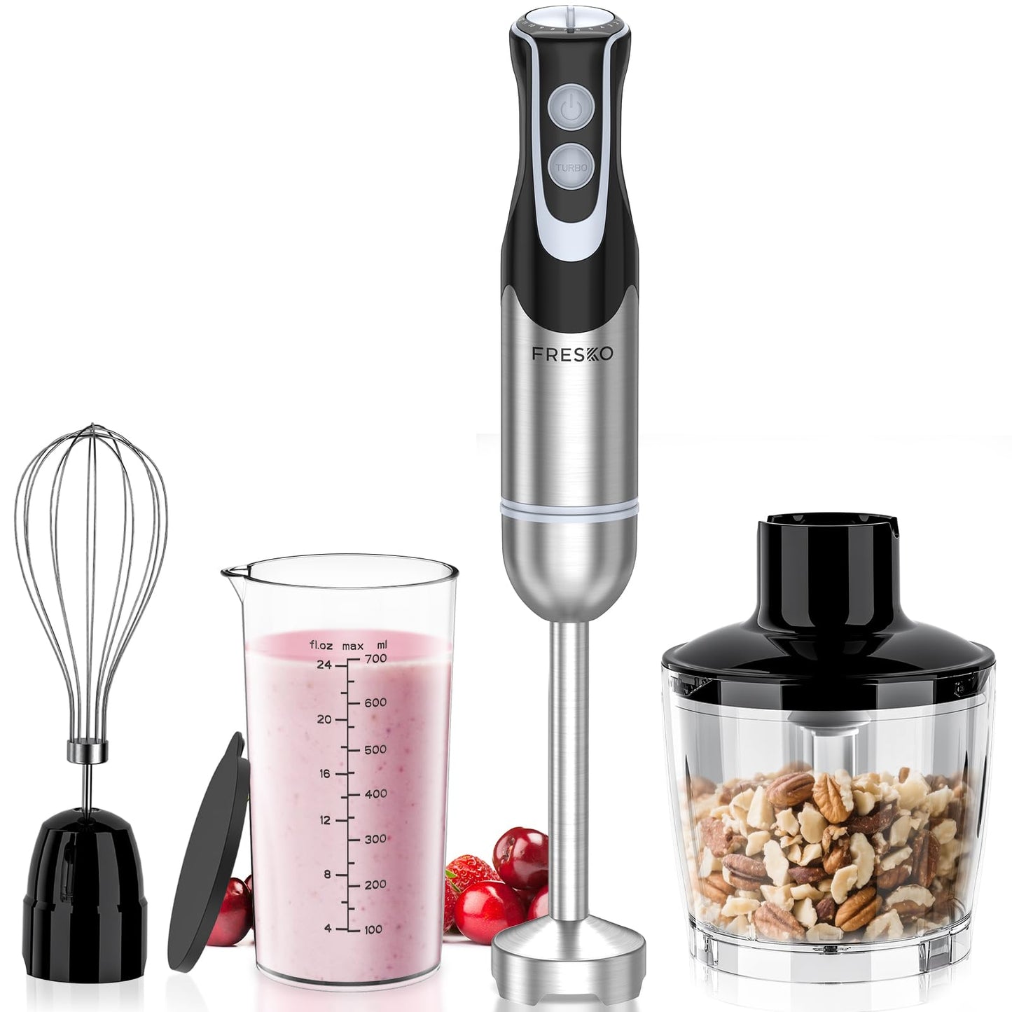 Immersion Blender Handheld, 2-In-1 Hand Blender with 12-Speeds & Turbo Mode