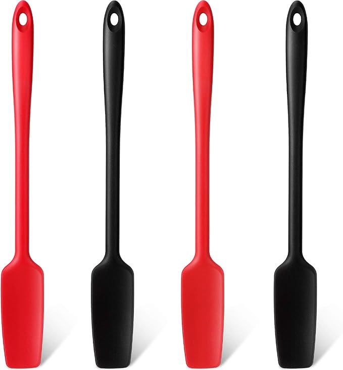 Long Handle Silicone Jar Spatula Kitchen Scraper Spatula Non-Stick Rubber Silicone Scraper for Jars, Smoothies, Blenders Cooking Baking Stirring Mixing(Black,2 Pieces)