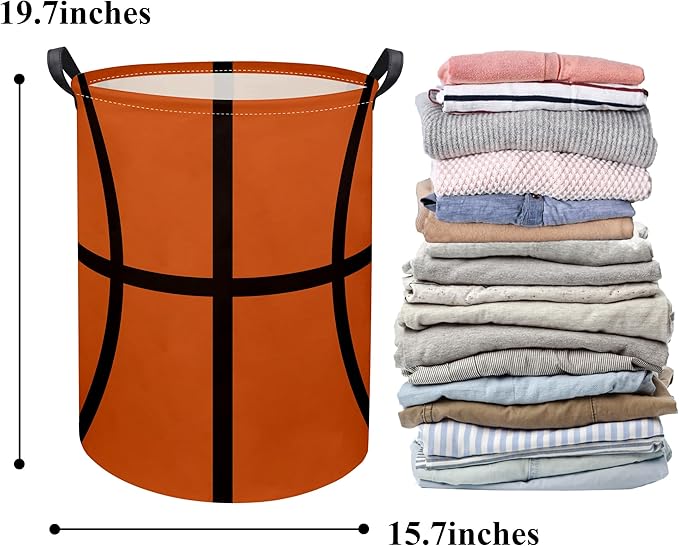 HIYAGON Basketball Kids Laundry hamper Baby Hamper for Nursery Boy and Girl Kids Cute Kids Toys Storage Bin Organizer Basketball Room Decor for Home(Basketball Pattern)