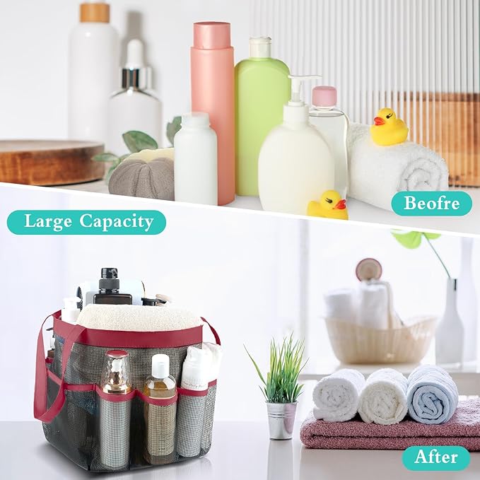 Attmu Mesh Shower Caddy Portable, Quick Dry Hanging Shower Tote Bag for College Dorm Room Essentials, Large Capacity Shower Caddy Dorm for Bathroom Gym Swimming